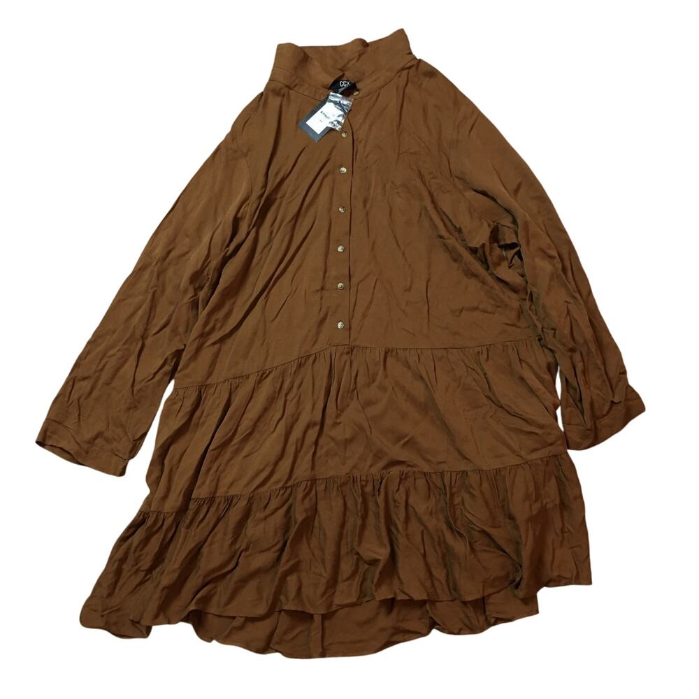 NWT CCX by City Chic Brown Button swing Tunic Dress Plus size 16